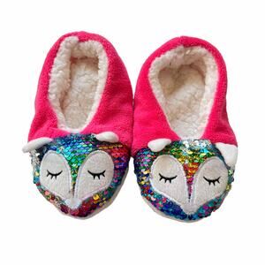 Limited Too Girls Sequin Animal Sherpa Lined Slippers